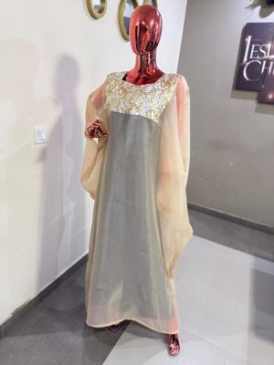 Organdy kaftan with damask 
Free size (Size 12-16) (Inner extra 5k)
 - FMU1035