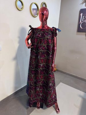 100%cotton Ankara boubou with rope on the shoulder Free size [Size 16-18)
 - FMU 1109