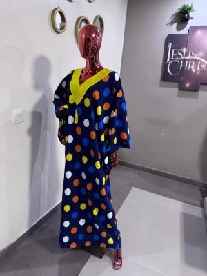 Polka dot Crepe boubou Free size (Size 14-18)
 - FMU1750