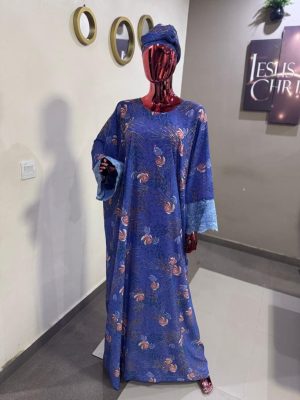Fancy crepe boubou with lace on the hand Free size (Size 12-18)
 - FMU1824