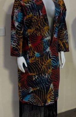 100% cotton ankara kimono with black fringes (Size 10-16) 
- FMU0657