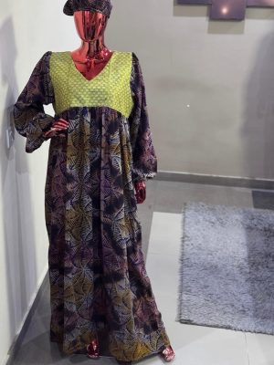 Adire pleated dress mixed with asooke (Size-16, burst-43)
- FMU0959