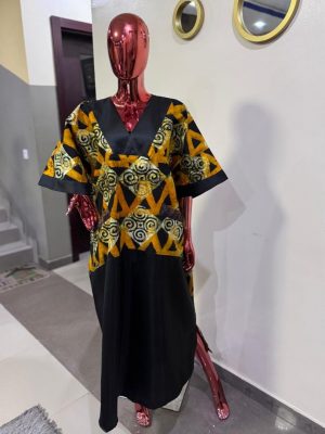 Adire mixed with mikado kaftan with side slits Free size (size 12-16)
- FMU1110