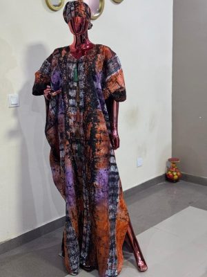 Adire boubou with tassels Free size (Size 14-18)
- FMU1136